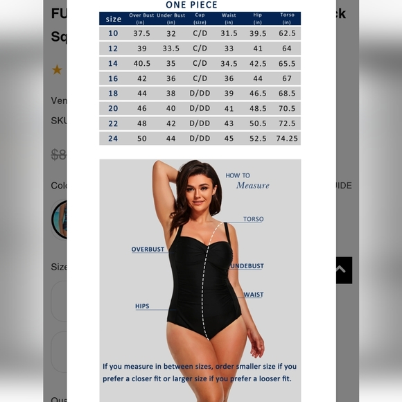 FullFitAll Blue Starburst Xtra Life Shock Square Neck One Piece Swimsuit Sz 24 - Picture 7 of 15